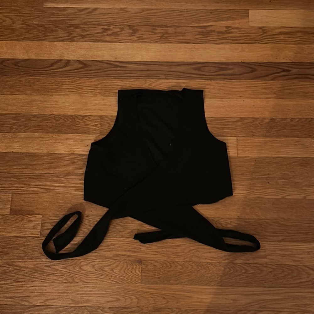 Black Sparkly Wrap-Around Crop Top